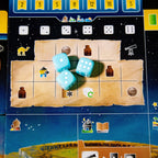 Board game with dice and space-themed tiles